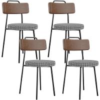 Kit 04 Cadeiras Decorativas Estofada Sala Jantar Barcelona L02 Couríssimo Marrom Pied Poule - Lyam - 1