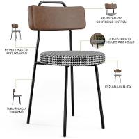 Kit 04 Cadeiras Decorativas Estofada Sala Jantar Barcelona L02 Couríssimo Marrom Pied Poule - Lyam - 2