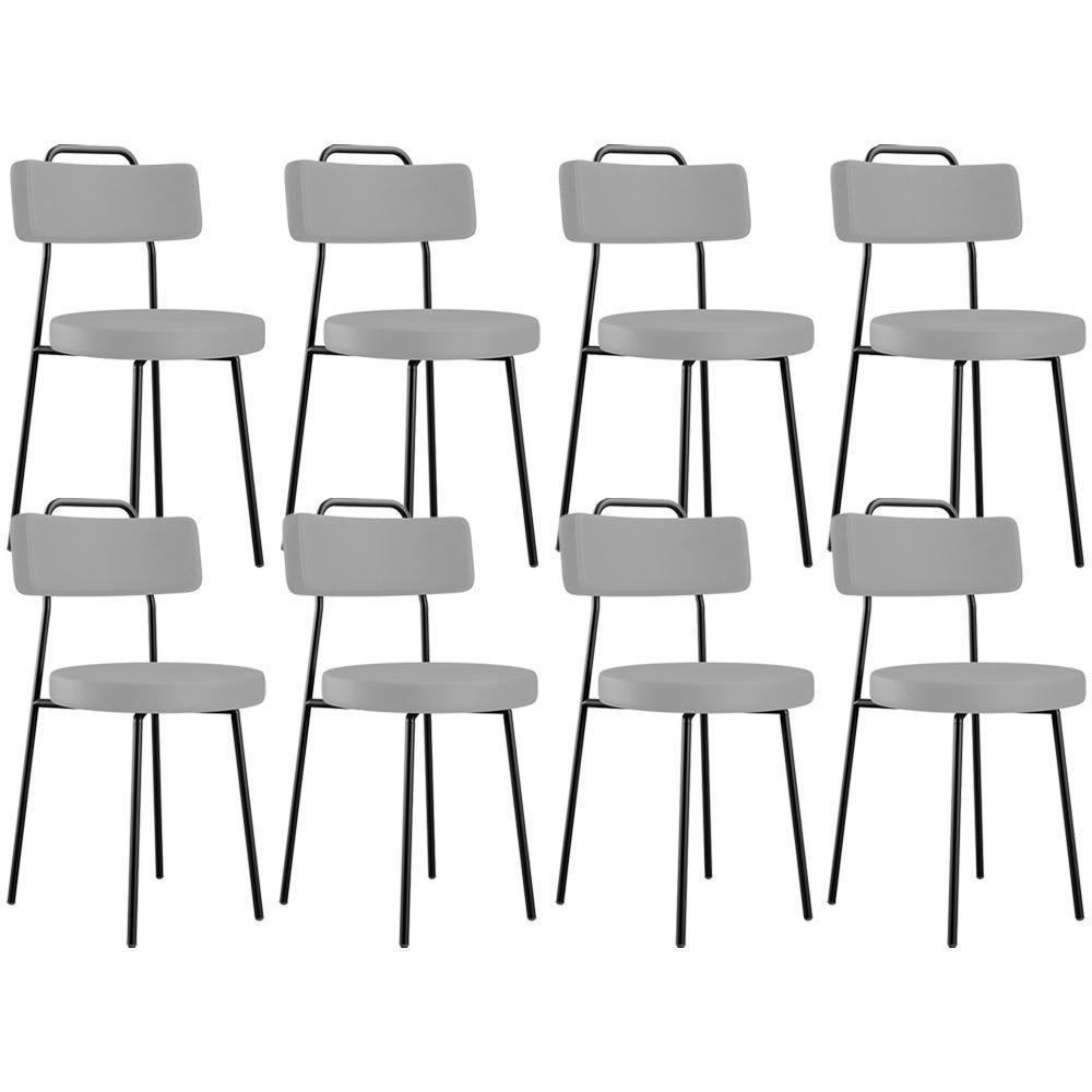 Kit 08 Cadeiras Decorativas Estofada Para Sala De Jantar Barcelona L02 Facto Cinza - Lyam Decor - 1