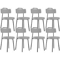 Kit 08 Cadeiras Decorativas Estofada Para Sala De Jantar Barcelona L02 Facto Cinza - Lyam Decor - 1