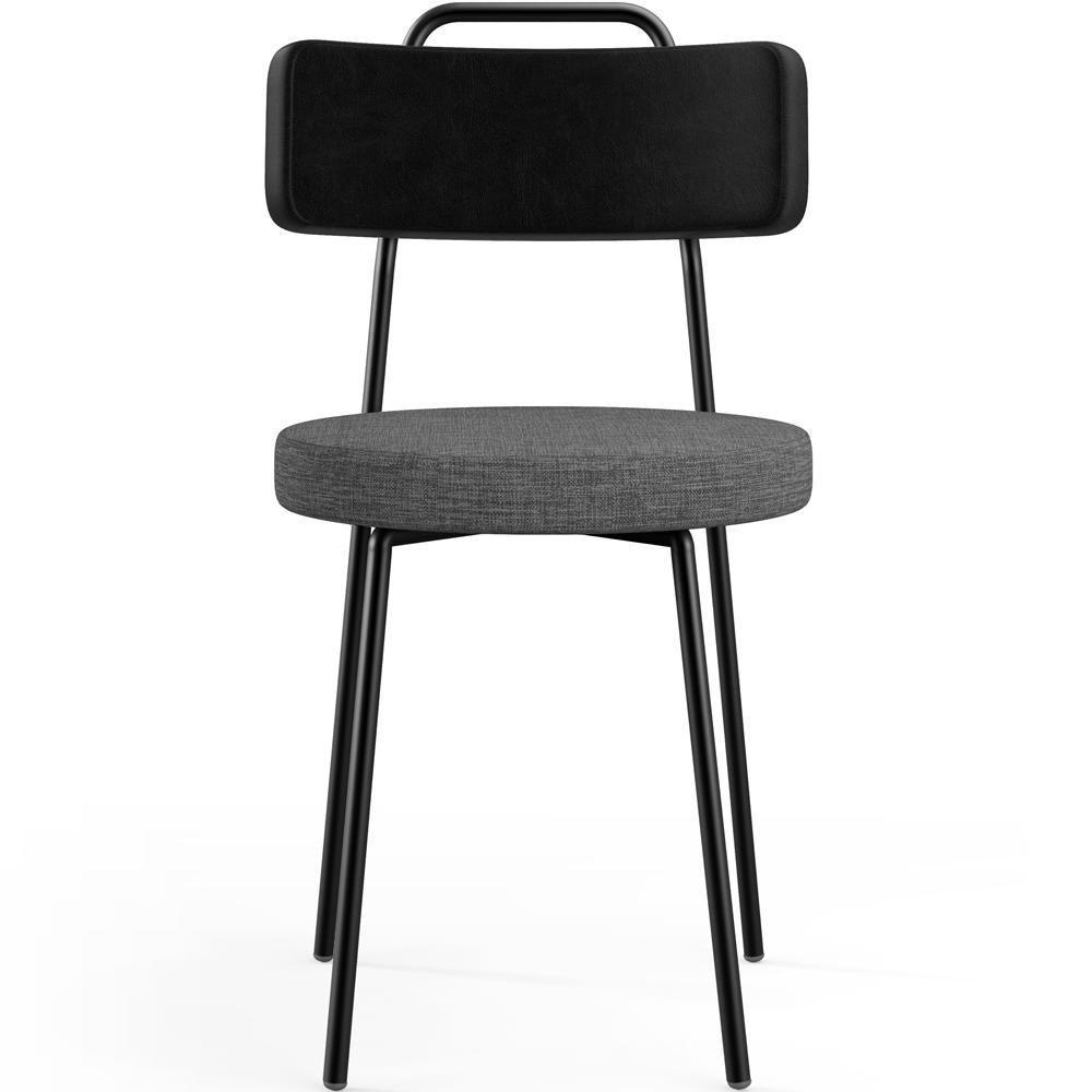 Kit 06 Cadeiras Estofada Sala De Jantar Barcelona L02 Couríssimo Preto Linho Cinza Escuro - Lyam - 5