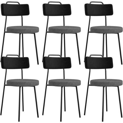 Kit 06 Cadeiras Estofada Sala De Jantar Barcelona L02 Couríssimo Preto Linho Cinza Escuro - Lyam