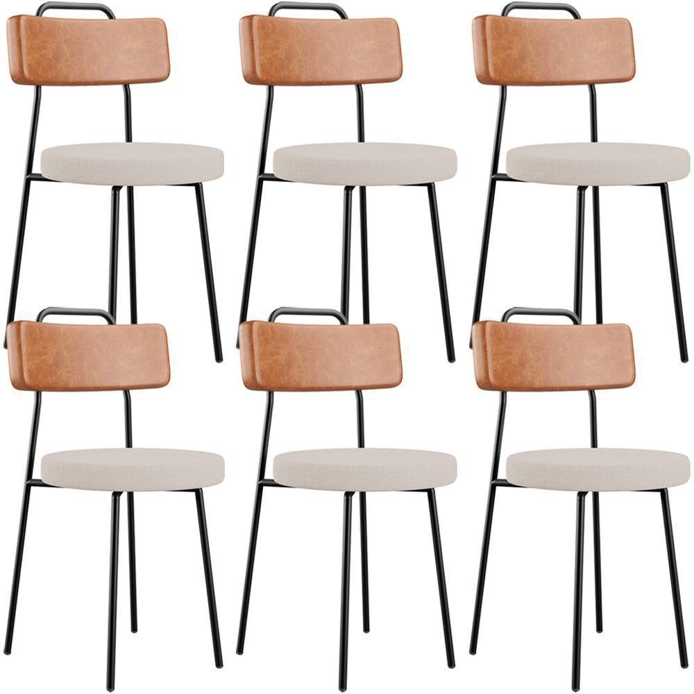 Kit 06 Cadeiras Decorativas Estofada Sala Jantar Barcelona L02 Couríssimo Camel Linho Bege - Lyam - 1