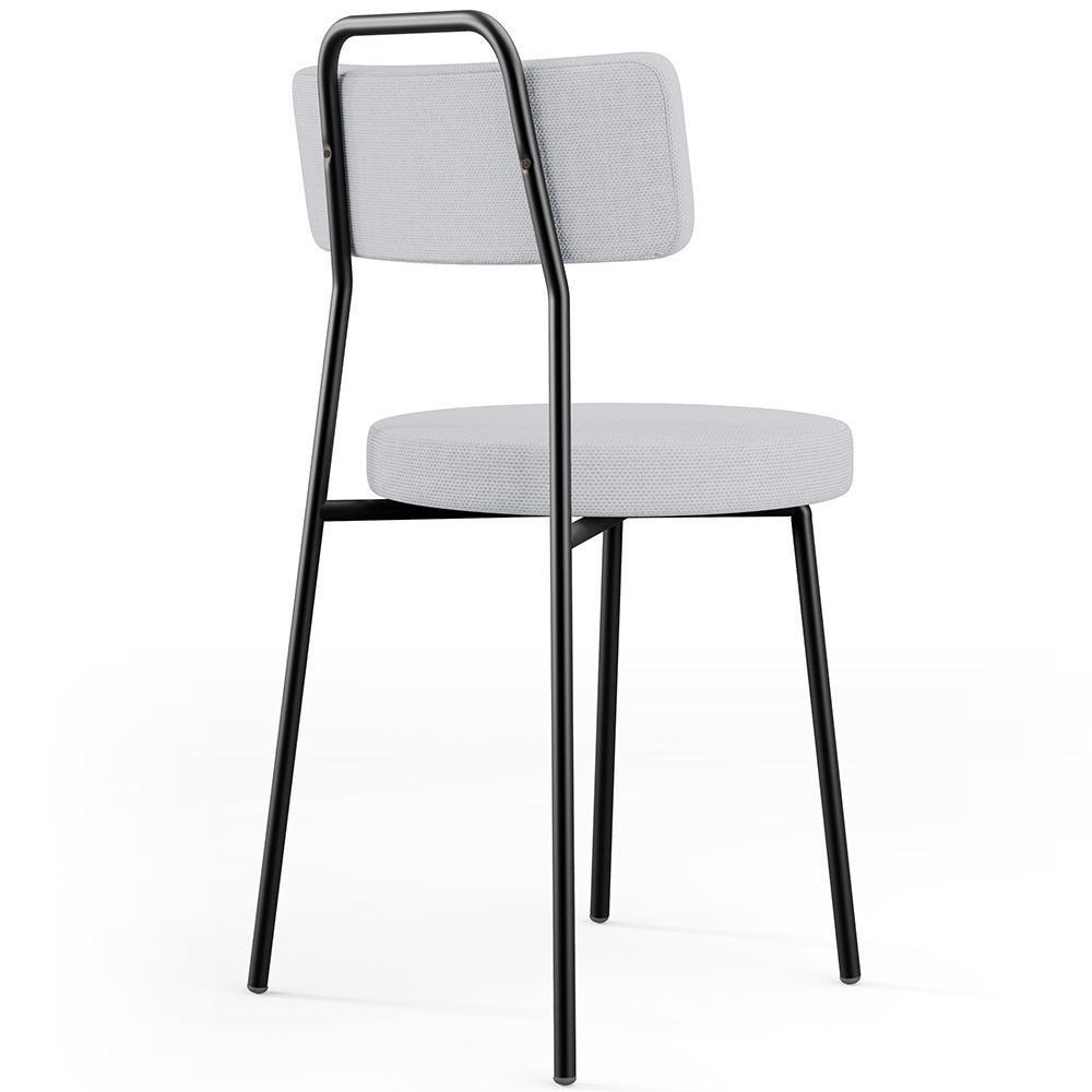 Kit 04 Cadeiras Decorativas Estofada Para Sala De Jantar Barcelona L02 Linho Cinza - Lyam Decor - 7