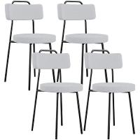 Kit 04 Cadeiras Decorativas Estofada Para Sala De Jantar Barcelona L02 Linho Cinza - Lyam Decor - 1