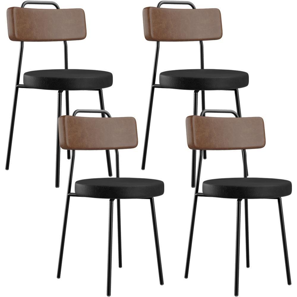 Kit 04 Cadeiras Decorativas Estofada Para Sala Jantar Barcelona L02 Couríssimo Marrom Preto - Lyam - 1