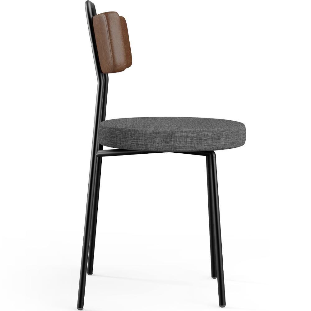 Kit 04 Cadeiras Estofada Sala De Jantar Barcelona L02 Couríssimo Marrom Linho Cinza Escuro - Lyam - 2