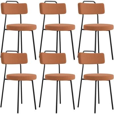 Kit 06 Cadeiras Decorativas Estofada Sala De Jantar Barcelona L02 Bouclê Terracota - Lyam Decor