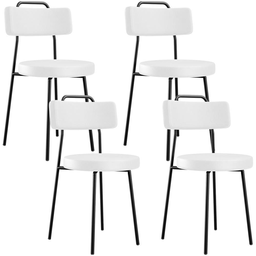 Kit 04 Cadeiras Decorativas Estofada Para Sala De Jantar Barcelona L02 Facto Branco - Lyam Decor - 1