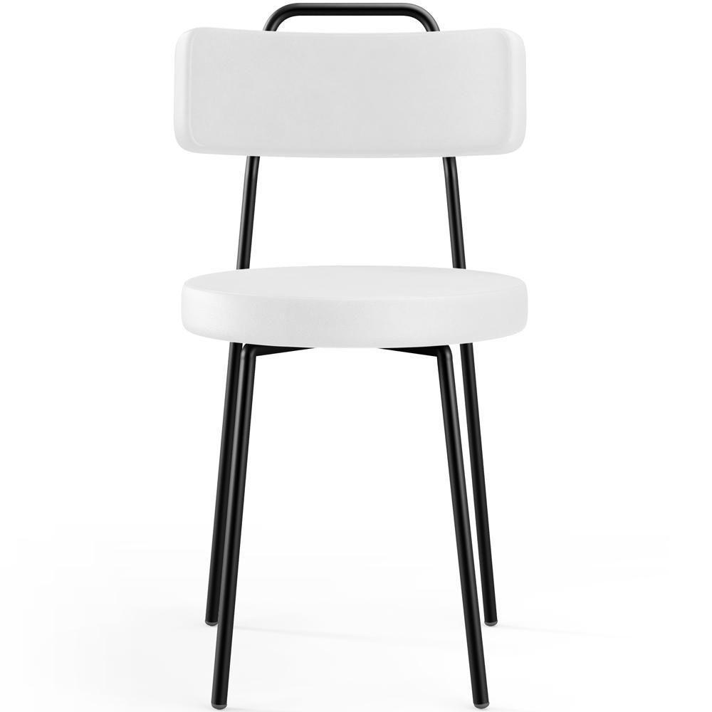 Kit 04 Cadeiras Decorativas Estofada Para Sala De Jantar Barcelona L02 Facto Branco - Lyam Decor - 3