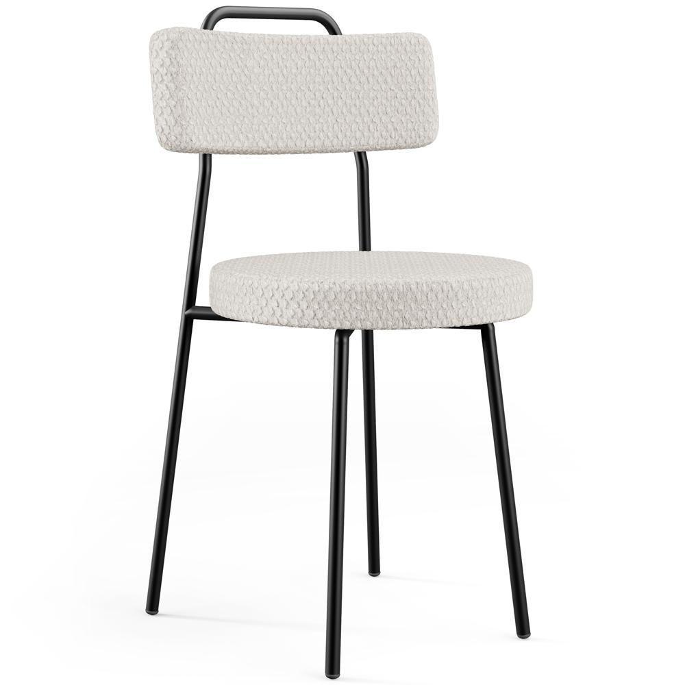 Kit 08 Cadeiras Decorativas Estofada Para Sala De Jantar Barcelona L02 Bouclê Cru - Lyam Decor - 2