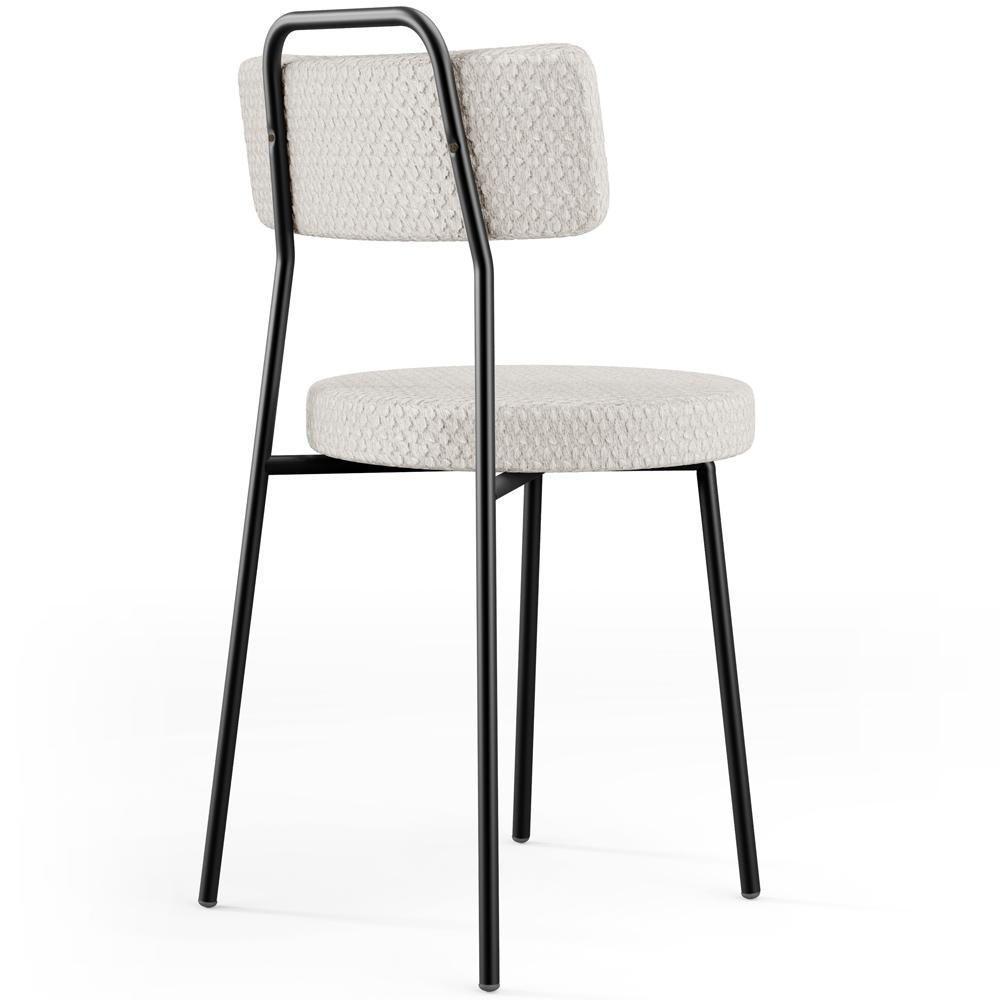 Kit 08 Cadeiras Decorativas Estofada Para Sala De Jantar Barcelona L02 Bouclê Cru - Lyam Decor - 4