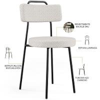 Kit 08 Cadeiras Decorativas Estofada Para Sala De Jantar Barcelona L02 Bouclê Cru - Lyam Decor - 7