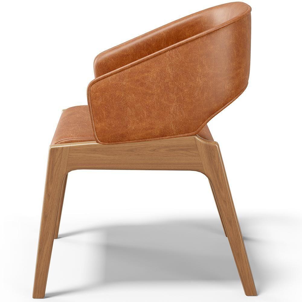 Kit 05 Cadeiras De Jantar E Estar Living Estofada Lince L02 Couríssimo Camel - Lyam Decor - 6