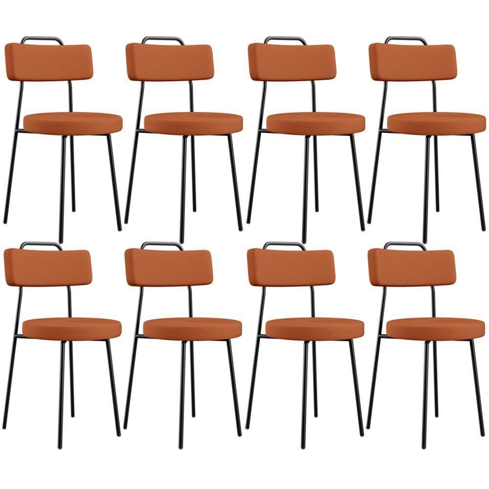 Kit 08 Cadeiras Decorativas Estofada Para Sala De Jantar Barcelona L02 Tecido Terracota - Lyam Decor - 1