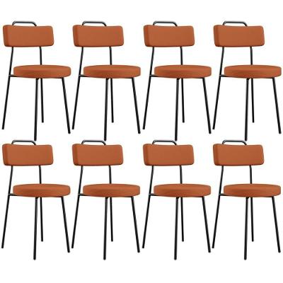 Kit 08 Cadeiras Decorativas Estofada Para Sala De Jantar Barcelona L02 Tecido Terracota - Lyam Decor