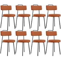 Kit 08 Cadeiras Decorativas Estofada Para Sala De Jantar Barcelona L02 Tecido Terracota - Lyam Decor - 1