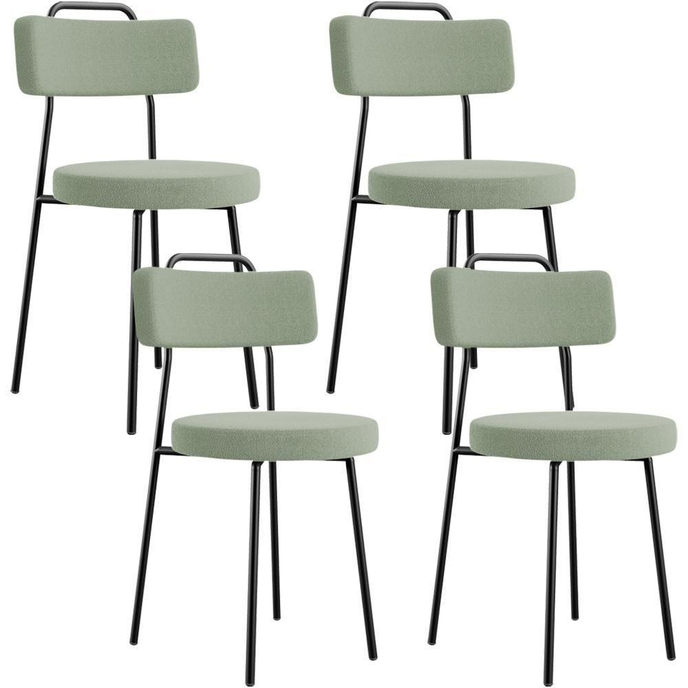 Kit 04 Cadeiras Decorativas Estofada Para Sala De Jantar Barcelona L02 Bouclê Oliva - Lyam Decor - 1