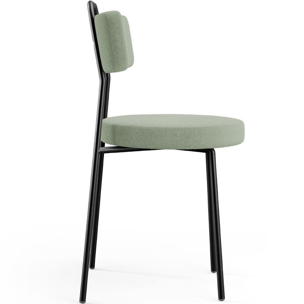 Kit 04 Cadeiras Decorativas Estofada Para Sala De Jantar Barcelona L02 Bouclê Oliva - Lyam Decor - 2