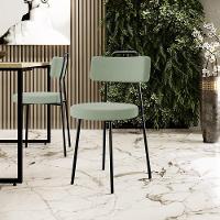 Kit 04 Cadeiras Decorativas Estofada Para Sala De Jantar Barcelona L02 Bouclê Oliva - Lyam Decor - 5