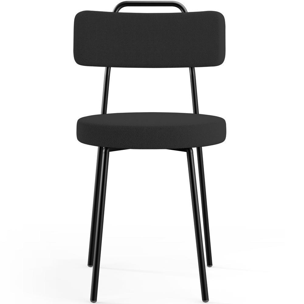 Kit 08 Cadeiras Decorativas Estofada Para Sala De Jantar Barcelona L02 Bouclê Preto - Lyam Decor - 6