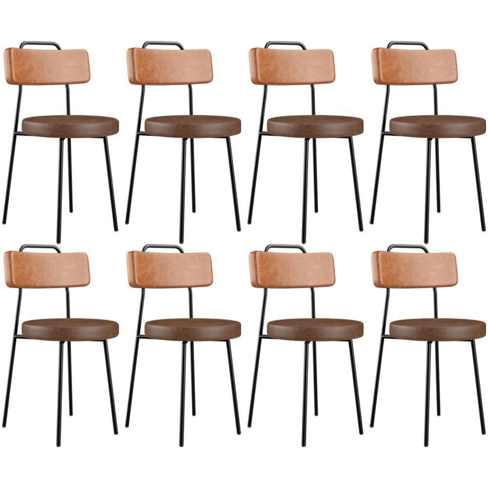 Kit 08 Cadeiras Decorativas Estofada Para Sala Jantar Barcelona L02 Couríssimo Camel Marrom - Lyam - 1