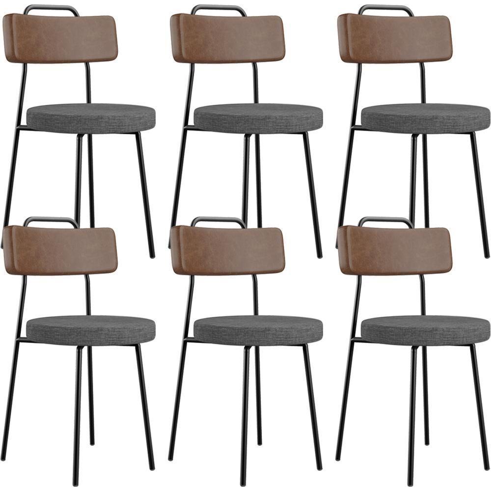 Kit 06 Cadeiras Estofada Sala De Jantar Barcelona L02 Couríssimo Marrom Linho Cinza Escuro - Lyam - 1