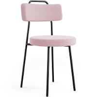 Kit 08 Cadeiras Decorativas Estofada Para Sala De Jantar Barcelona L02 Bouclê Rosê - Lyam Decor