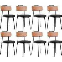 Kit 08 Cadeiras Decorativas Estofada Para Sala Jantar Barcelona L02 Couríssimo Camel Preto - Lyam - 1
