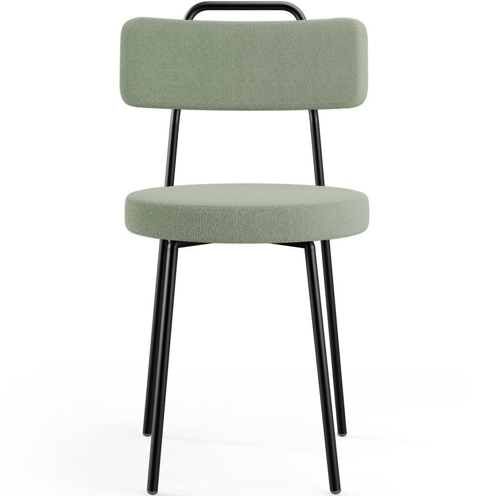 Kit 08 Cadeiras Decorativas Estofada Para Sala De Jantar Barcelona L02 Bouclê Oliva - Lyam Decor - 4