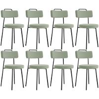 Kit 08 Cadeiras Decorativas Estofada Para Sala De Jantar Barcelona L02 Bouclê Oliva - Lyam Decor - 1