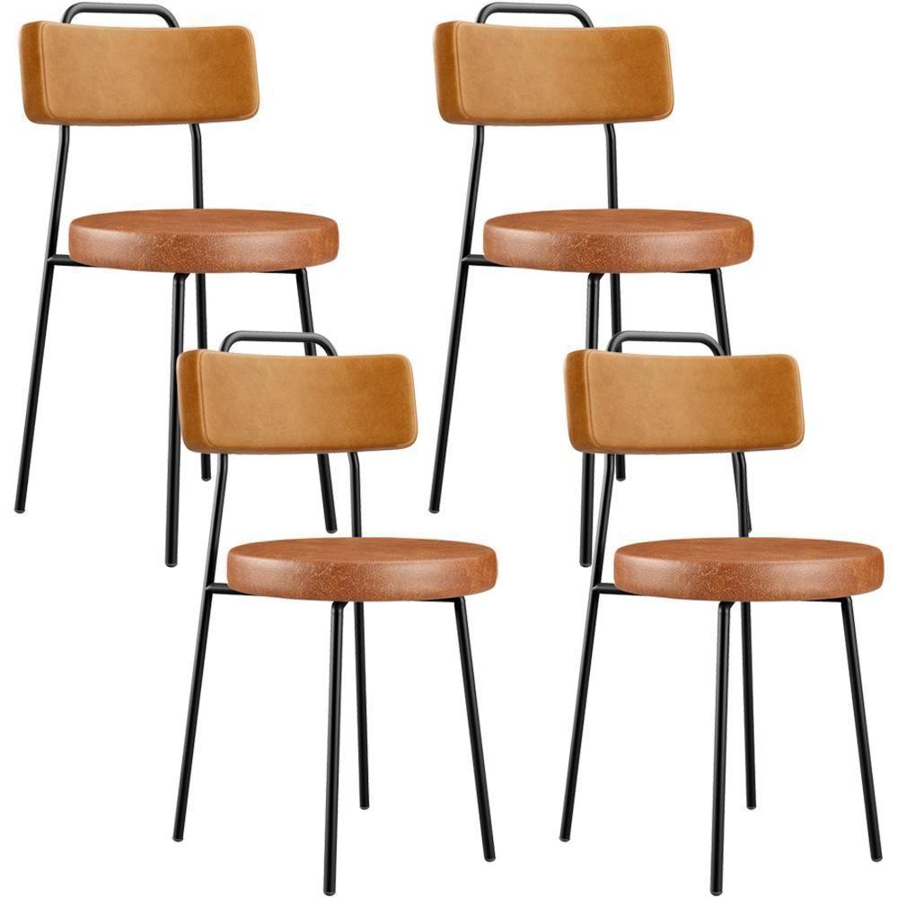 Kit 04 Cadeiras Decorativas Estofada Para Sala Jantar Barcelona L02 Couríssimo Whisky Camel - Lyam - 1