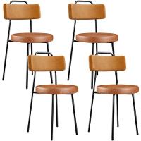 Kit 04 Cadeiras Decorativas Estofada Para Sala Jantar Barcelona L02 Couríssimo Whisky Camel - Lyam - 1