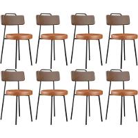 Kit 08 Cadeiras Decorativas Estofada Para Sala Jantar Barcelona L02 Couríssimo Marrom Camel - Lyam - 1