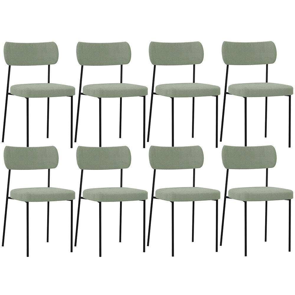 Kit 08 Cadeiras Estofadas Para Sala De Jantar Melina L02 Bouclê Oliva - Lyam Decor - 1