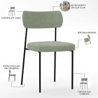 Kit 08 Cadeiras Estofadas Para Sala De Jantar Melina L02 Bouclê Oliva - Lyam Decor - 3