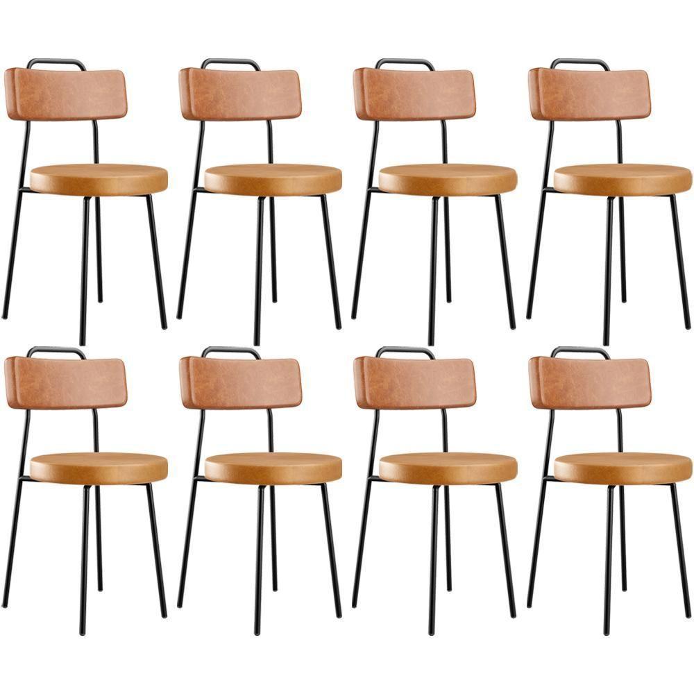 Kit 08 Cadeiras Decorativas Estofada Para Sala Jantar Barcelona L02 Couríssimo Camel Whisky - Lyam - 1