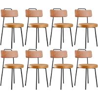 Kit 08 Cadeiras Decorativas Estofada Para Sala Jantar Barcelona L02 Couríssimo Camel Whisky - Lyam - 1