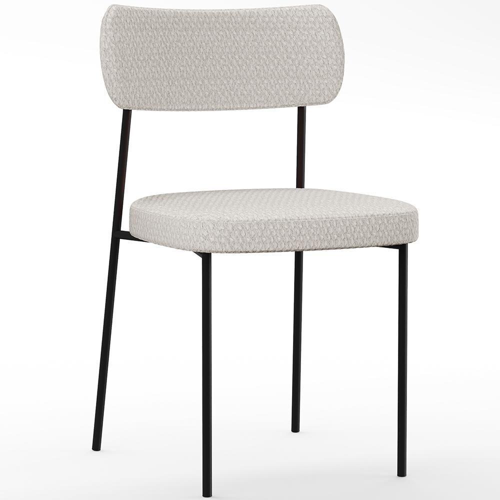 Kit 06 Cadeiras Estofadas Para Sala De Jantar Melina L02 Bouclê Cru - Lyam Decor - 4