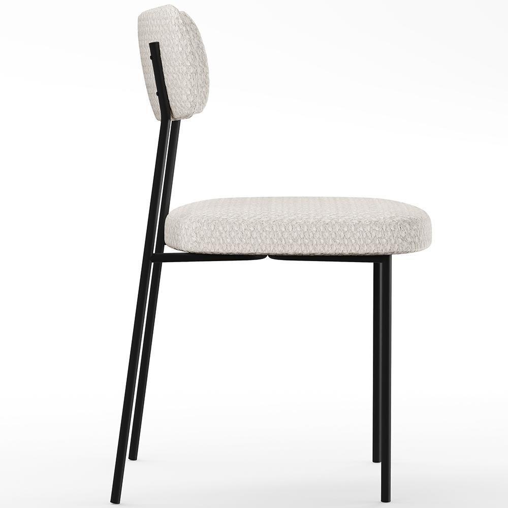 Kit 06 Cadeiras Estofadas Para Sala De Jantar Melina L02 Bouclê Cru - Lyam Decor - 7