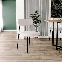 Kit 06 Cadeiras Estofadas Para Sala De Jantar Melina L02 Bouclê Cru - Lyam Decor - 3