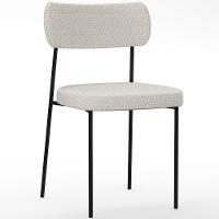 Kit 06 Cadeiras Estofadas Para Sala De Jantar Melina L02 Bouclê Cru - Lyam Decor