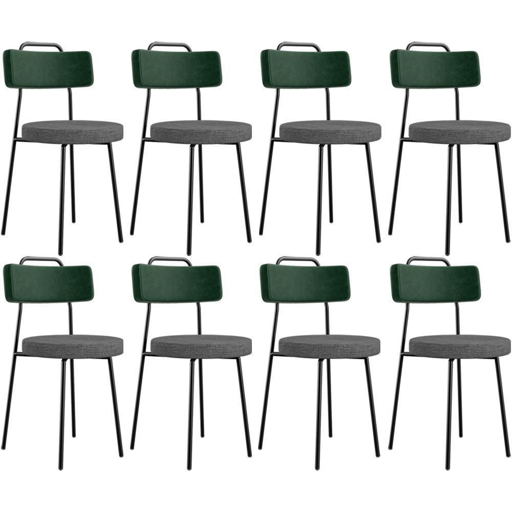 Kit 08 Cadeiras Estofada Sala De Jantar Barcelona L02 Facto Verde Musgo Linho Cinza Escuro - Lyam - 1