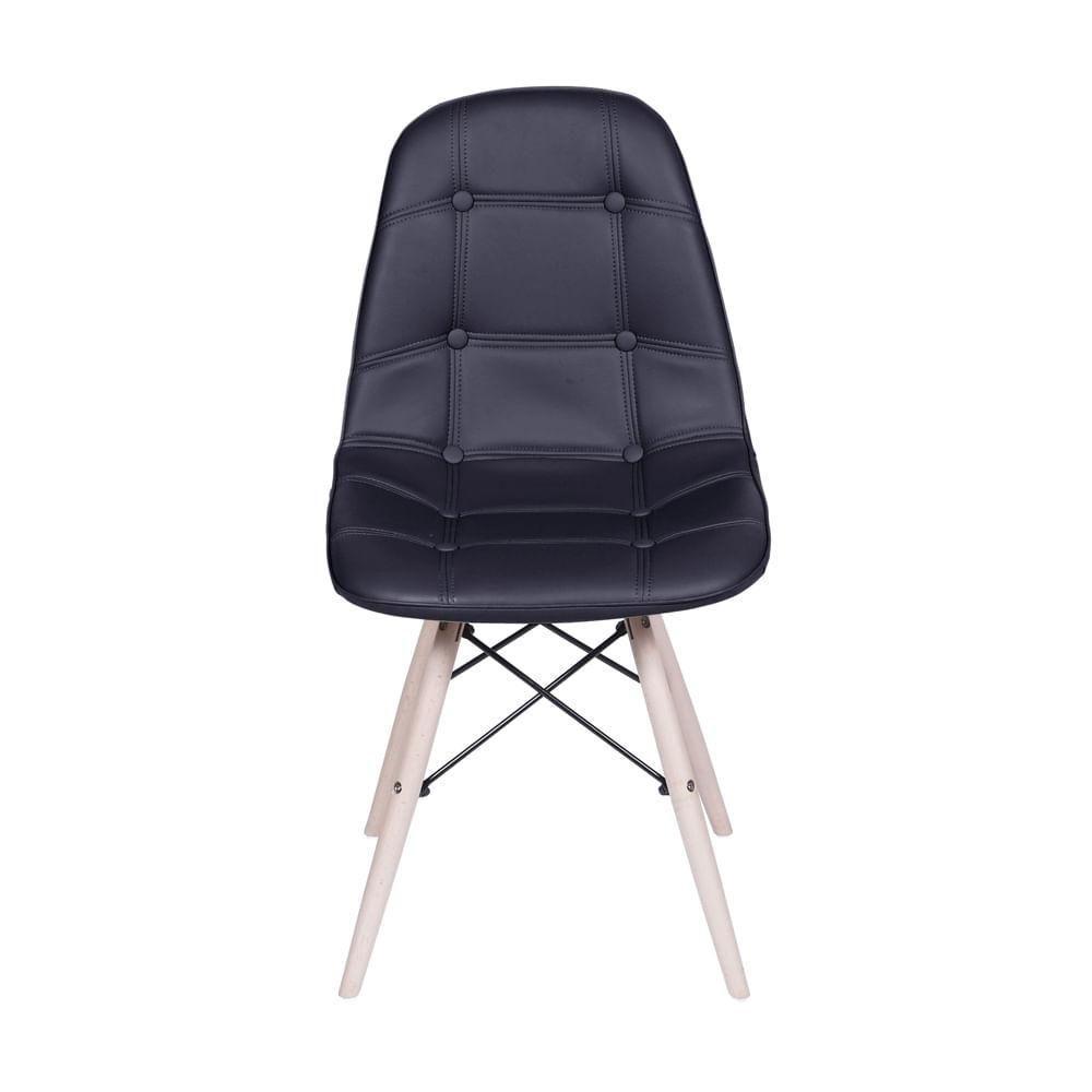 Cadeira Eames Dsw Botonê Assento Pu Preta Base Madeira - 2