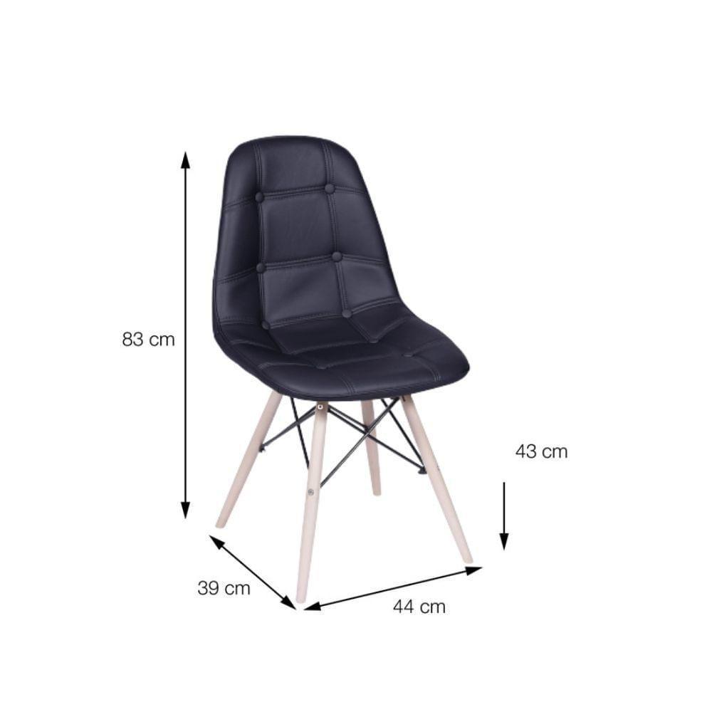 Cadeira Eames Dsw Botonê Assento Pu Preta Base Madeira - 3