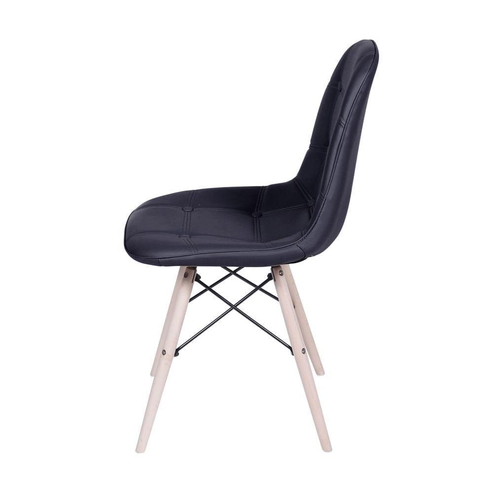 Cadeira Eames Dsw Botonê Assento Pu Preta Base Madeira - 4