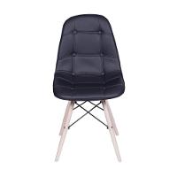 Cadeira Eames Dsw Botonê Assento Pu Preta Base Madeira - 2