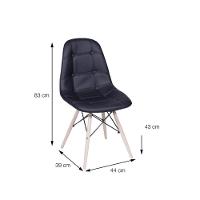 Cadeira Eames Dsw Botonê Assento Pu Preta Base Madeira - 3