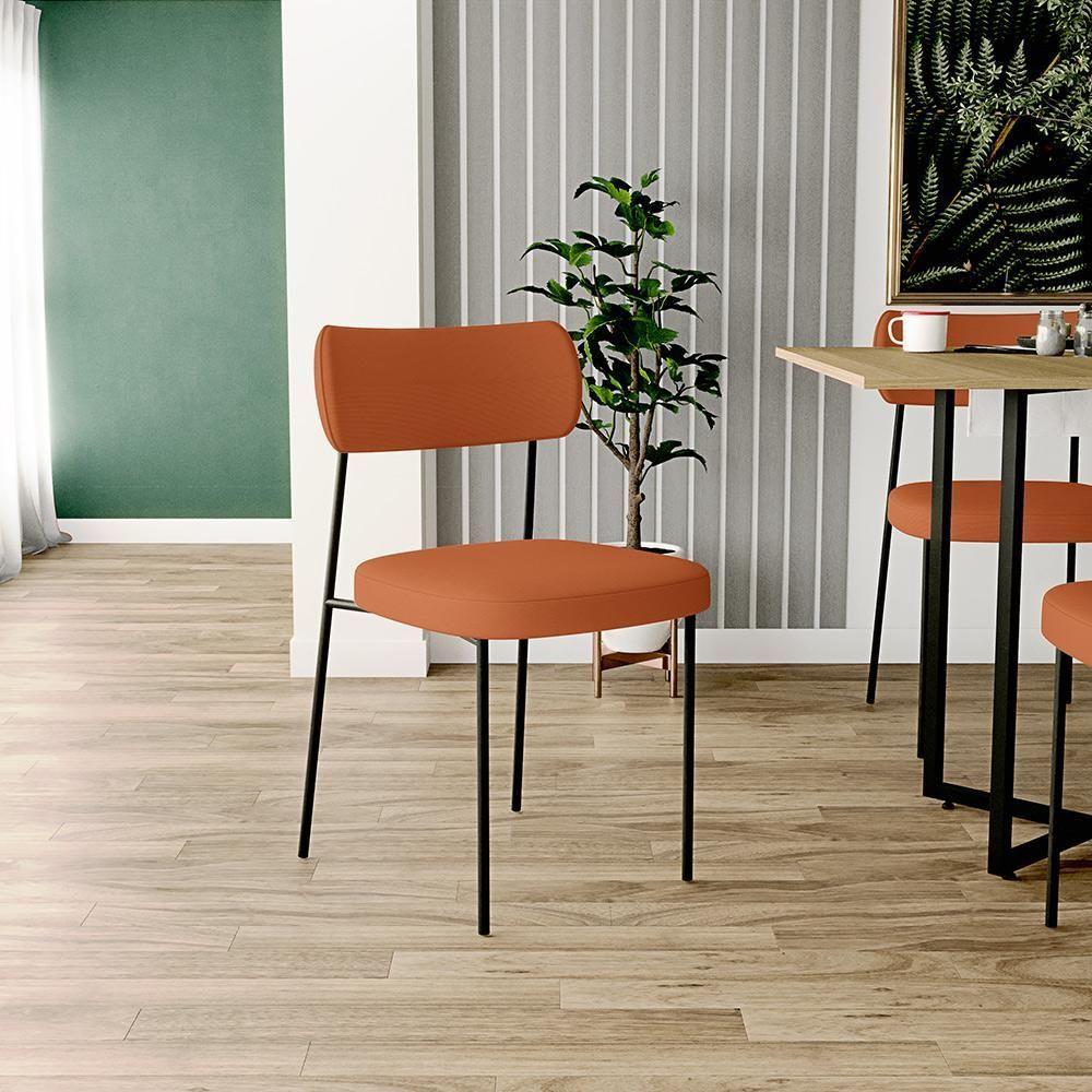 Kit 08 Cadeiras Estofadas Para Sala De Jantar Melina L02 Tecido Terracota - Lyam Decor - 5