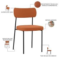 Kit 08 Cadeiras Estofadas Para Sala De Jantar Melina L02 Tecido Terracota - Lyam Decor